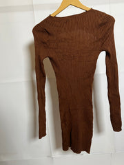 Brown Allure Full-Sleeve Bodycon